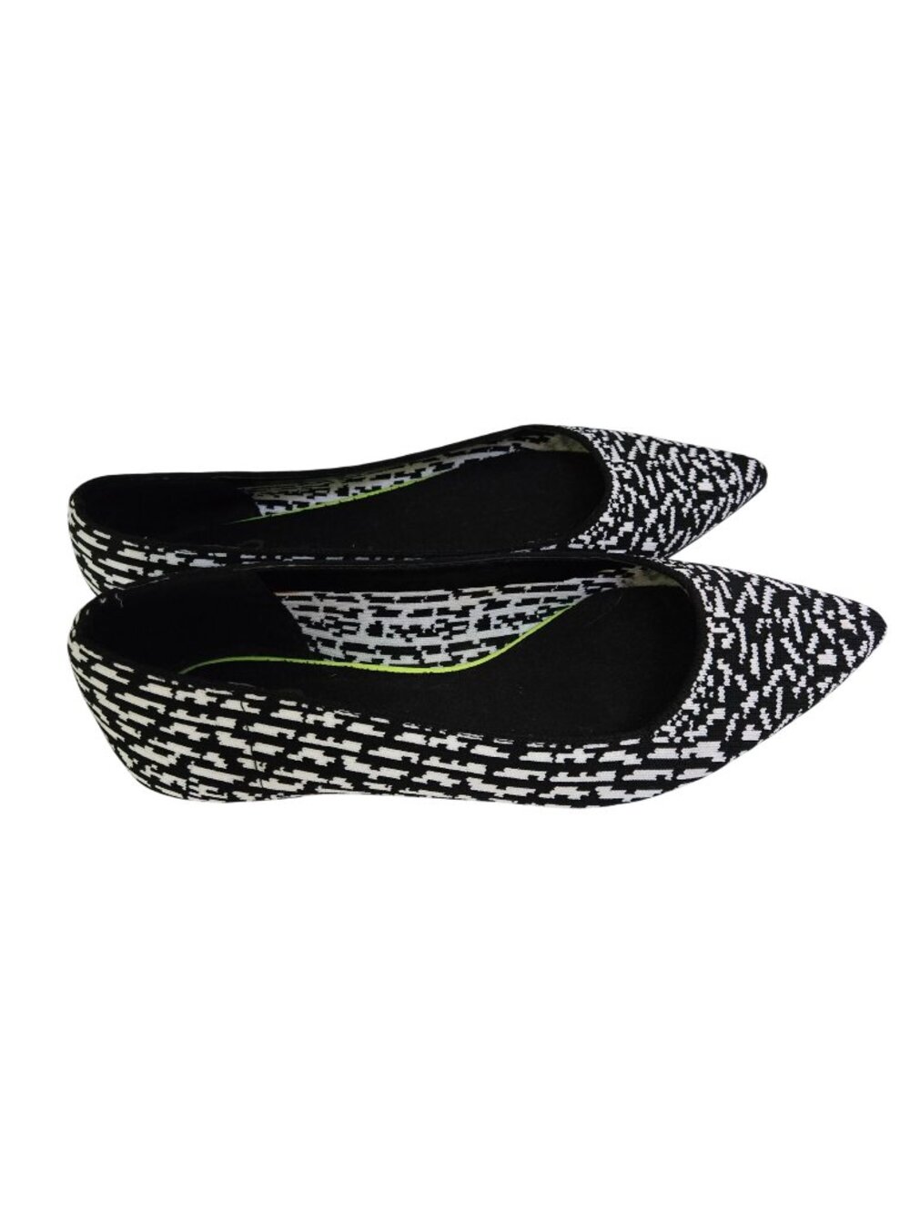 Mix No. 6 Irela Fabric Ballet Flats Black White Pointed Toe Classic Size 6
